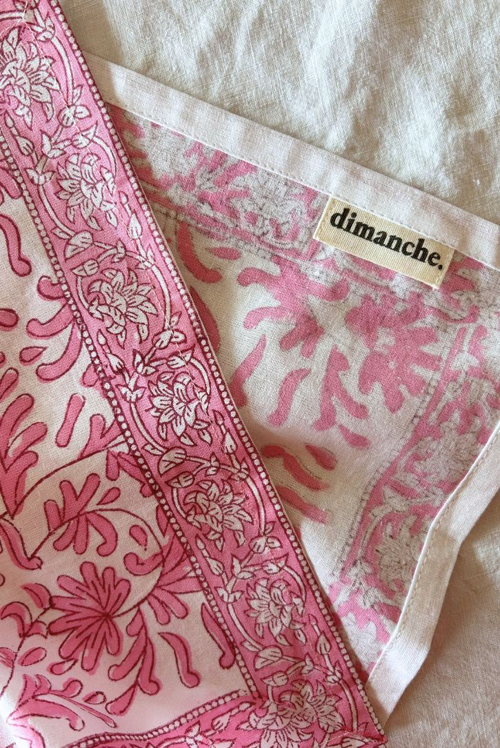 serviettes de table roses matisse dimanche vaisselle