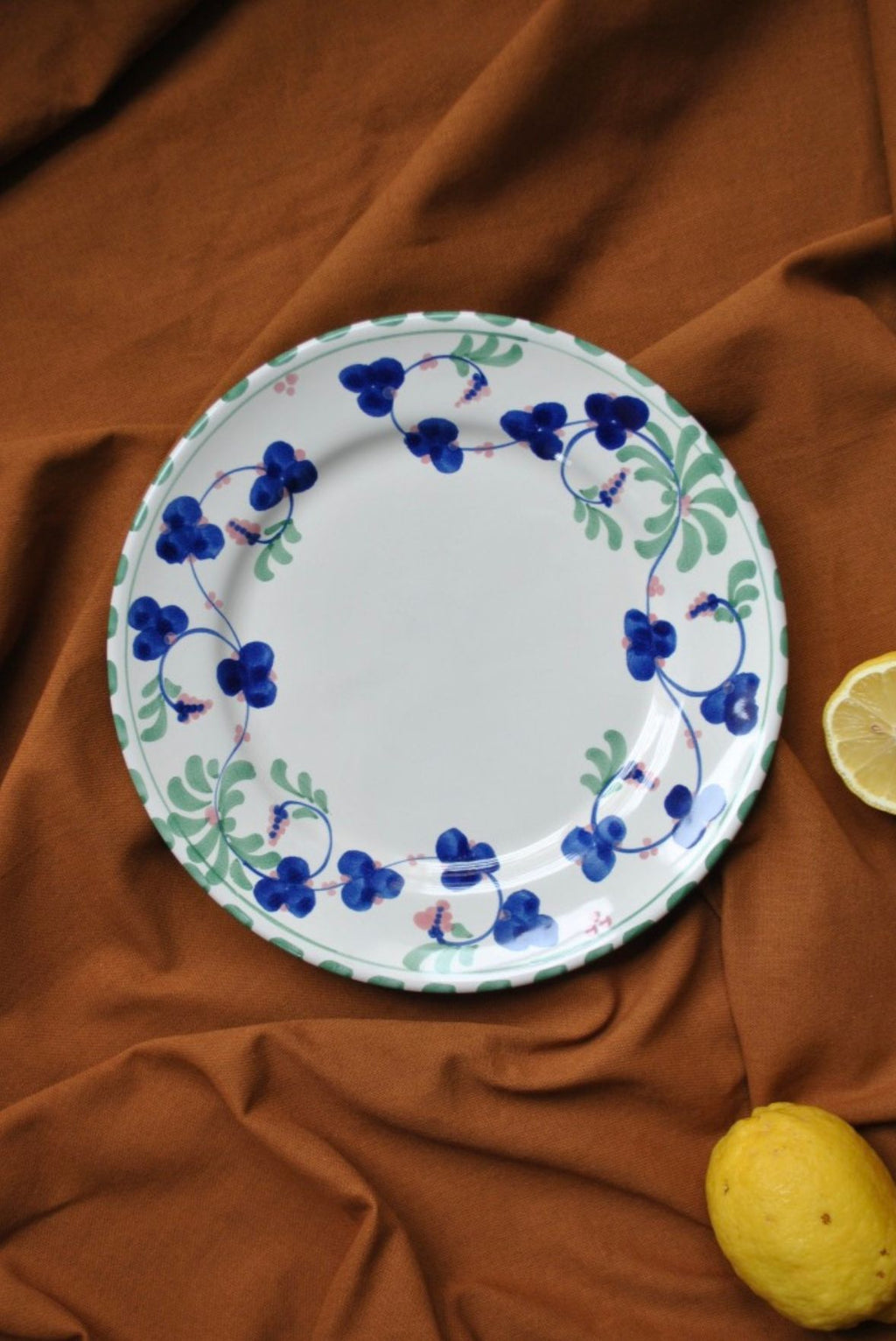 grande assiette flore vert bleu dimanche vaisselle