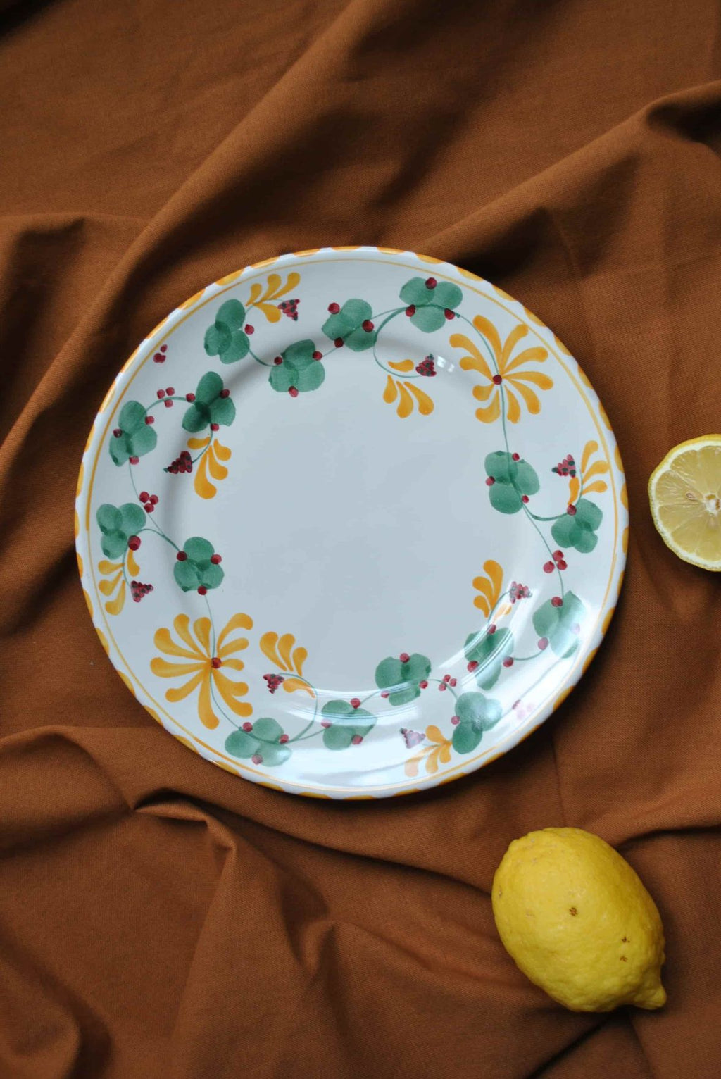grande assiette flore vert jaune dimanche vaisselle