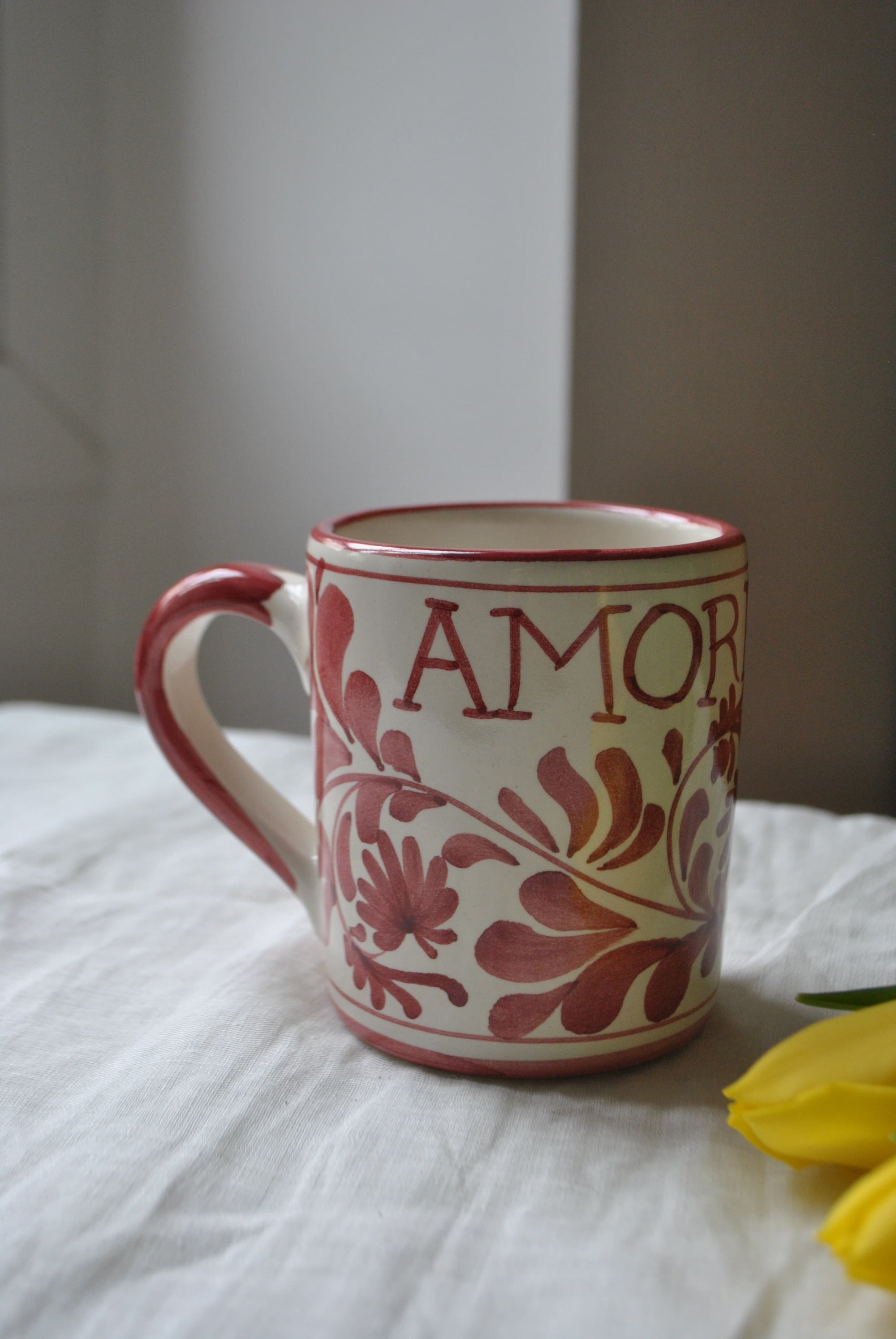 mug amore mio rouge pivoine dimanche vaisselle