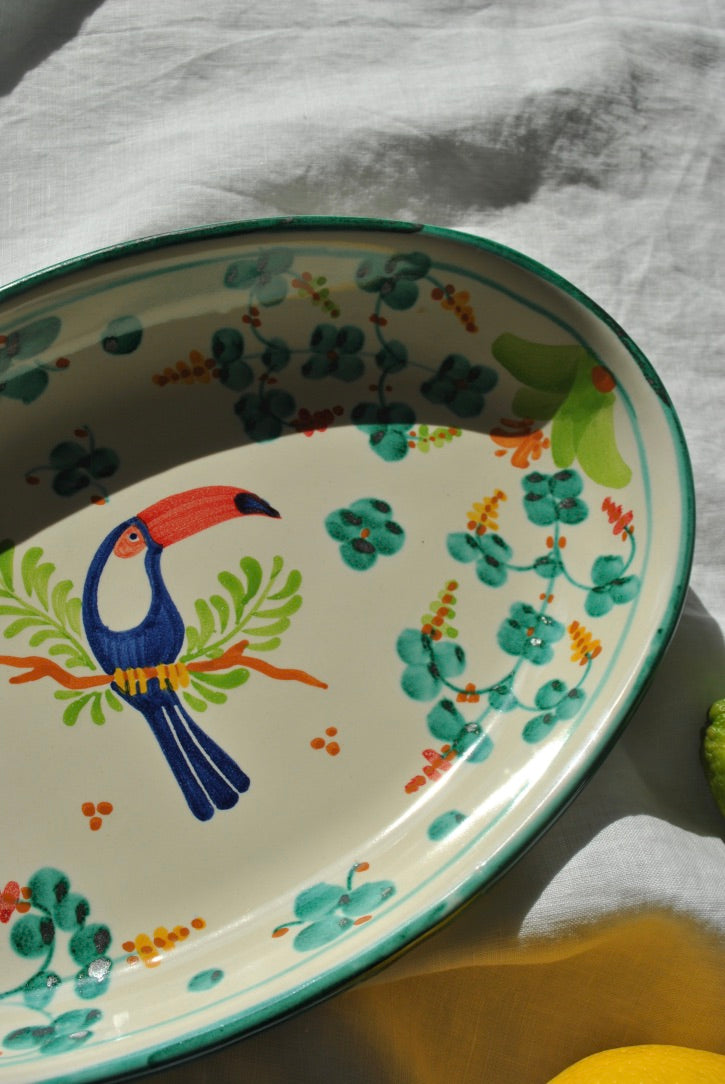 plat ovale ceramique toucan dimanche vaisselle cadeau