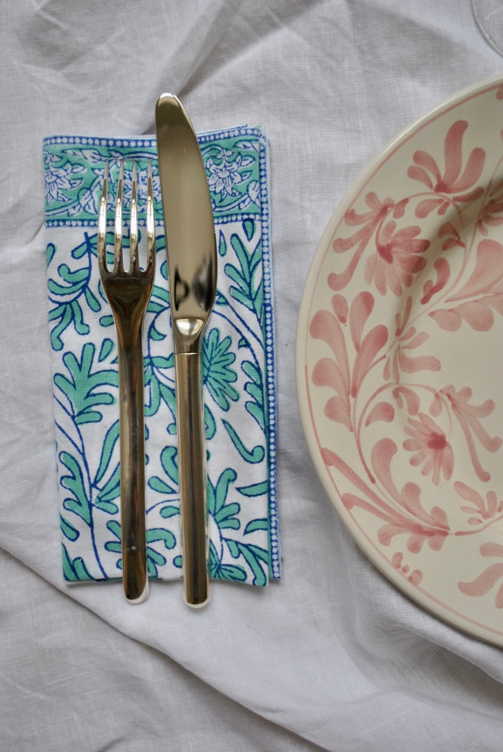 serviettes de table vertes dimanche vaisselle artisanales