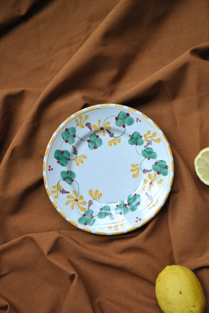 petite assiette jaune vert flore dimanche vaisselle