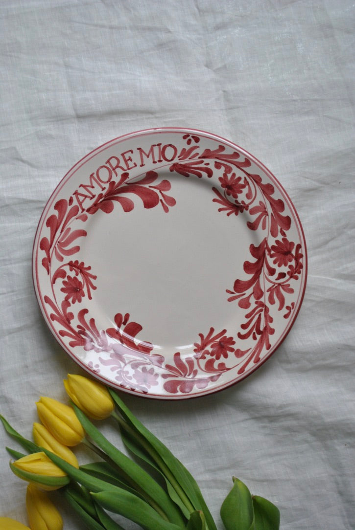 grande assiette amore mio dimanche vaisselle rouge pivoine