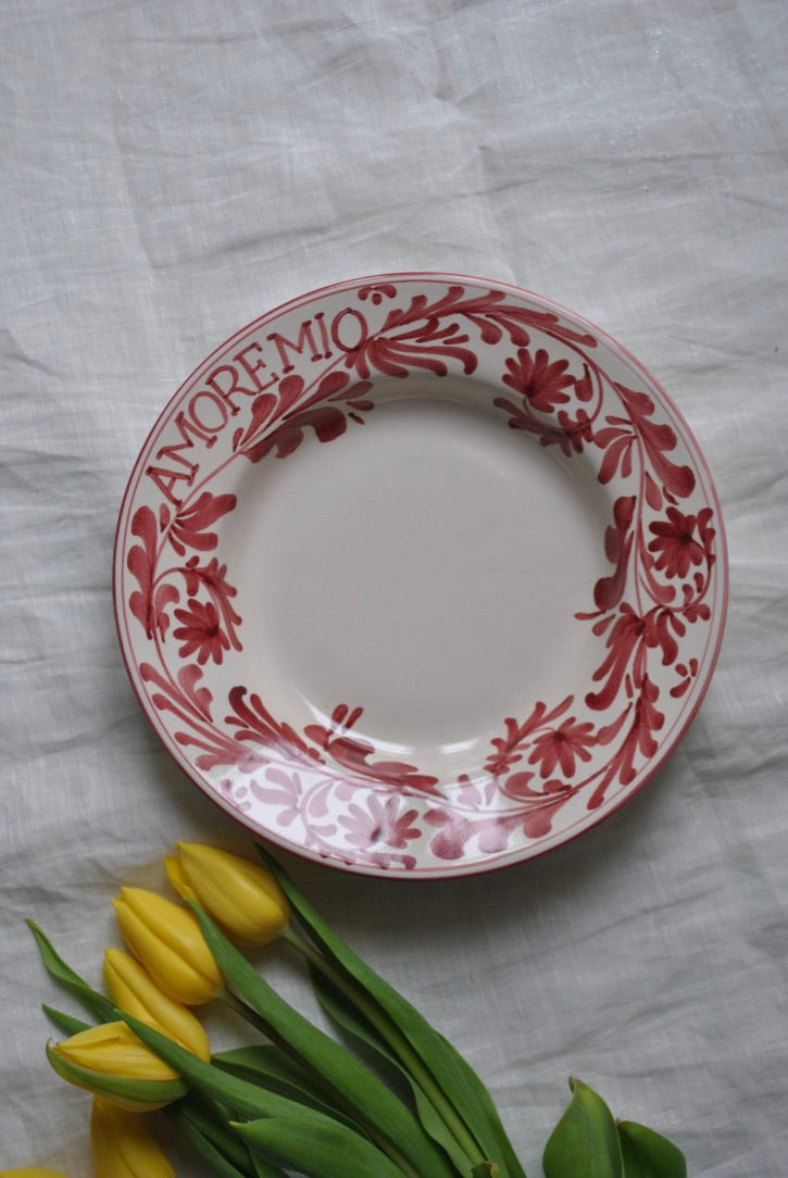 assiette creuse amore mio rouge pivoine dimanche vaisselle