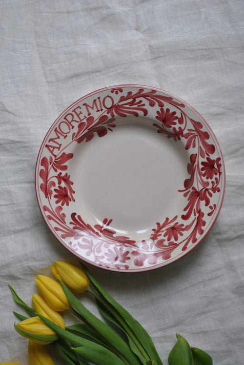 assiette creuse amore mio rouge pivoine dimanche vaisselle