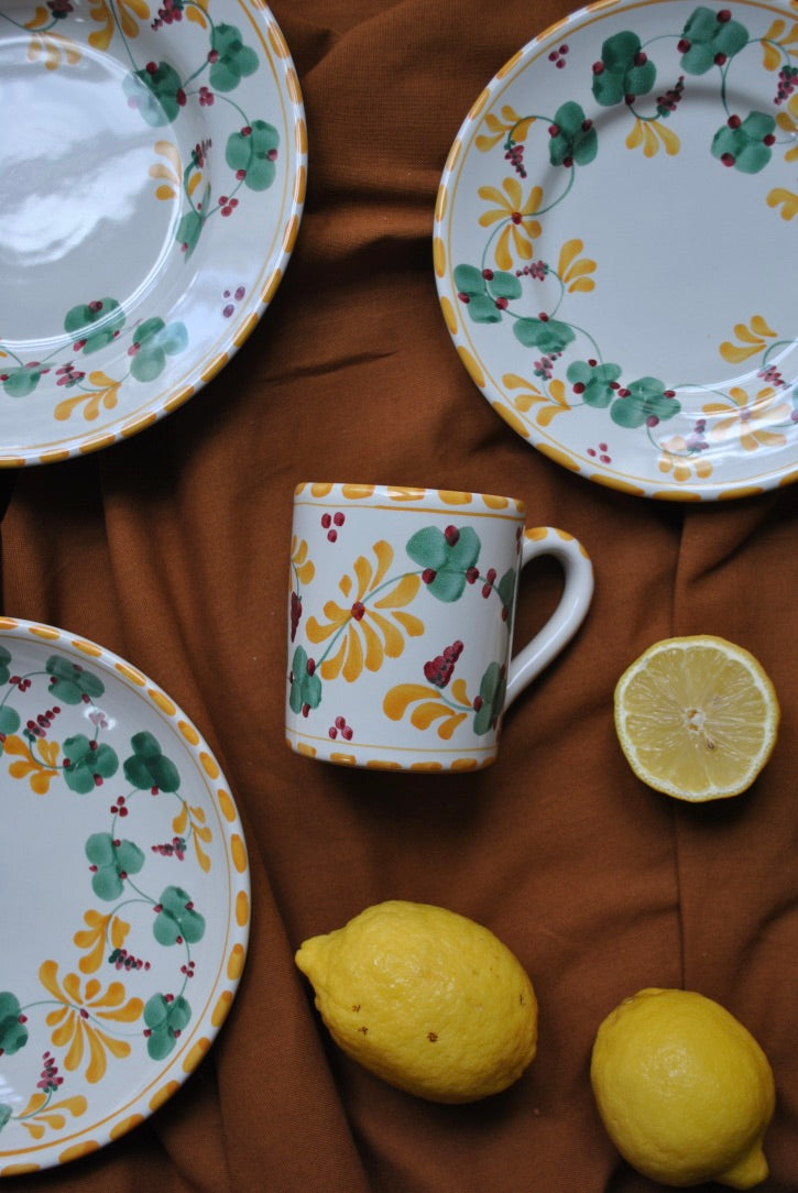 mug vert jaune flore dimanche vaisselle