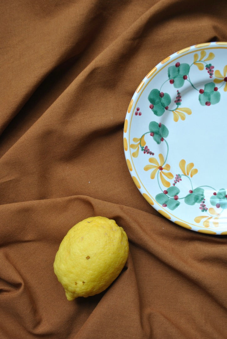 petite assiette jaune vert flore dimanche vaisselle